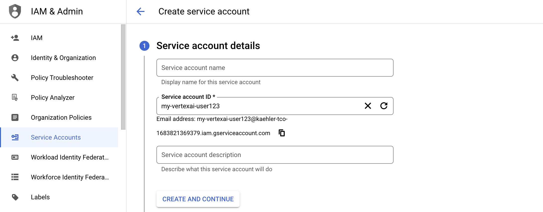 Create Service Account