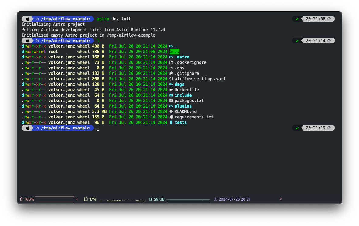 Initialize Airflow project with Astro CLI