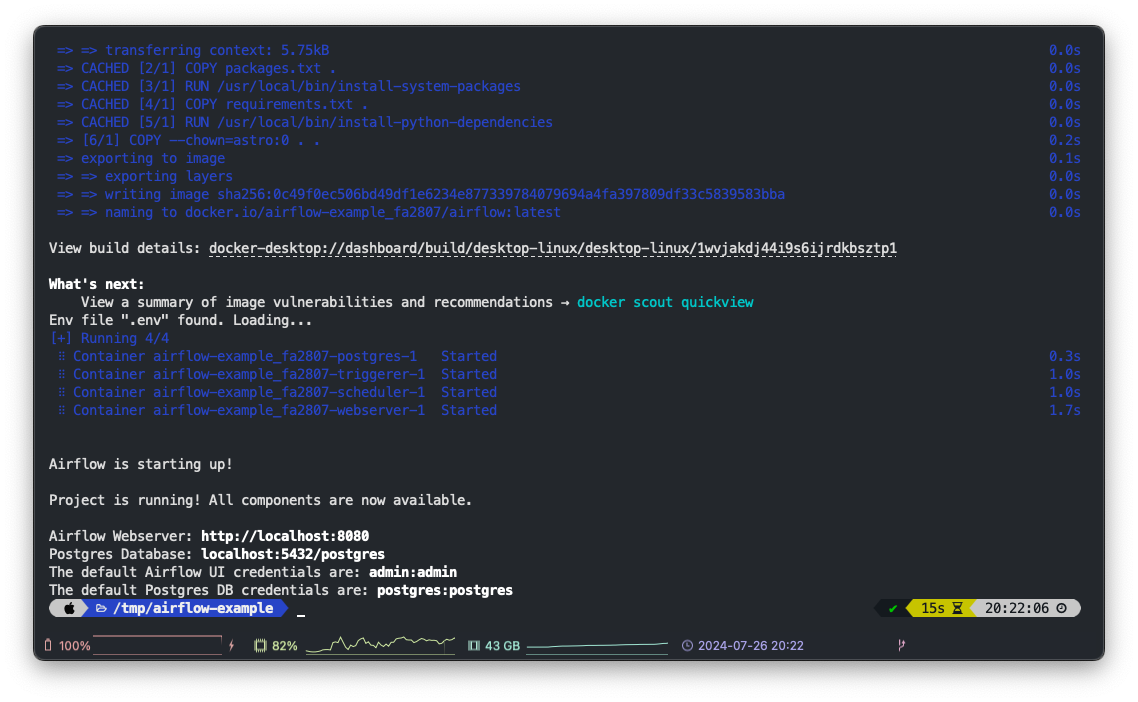 Start Airflow environment with Astro CLI